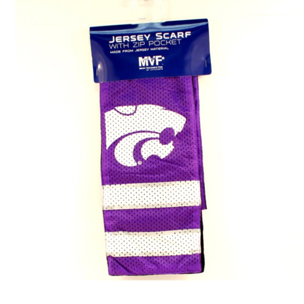 Kansas State Wildcats Winter Scarf Jersey Material Team Logo W/Inside Zip Pocket